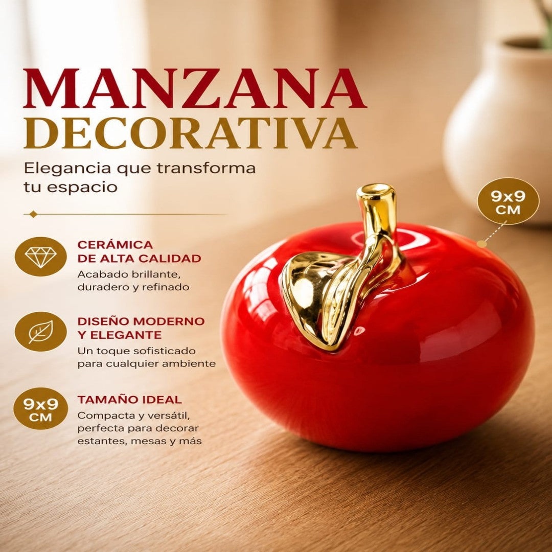 ADORNO MANZANA ROJO CERAMICA 9*9CM