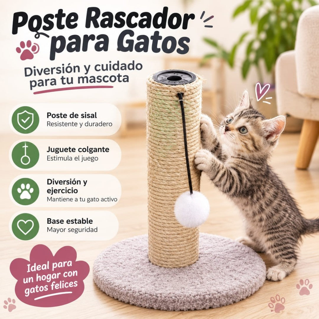 POSTE RASCADOR CON PELOTA PARA GATOS PEQ