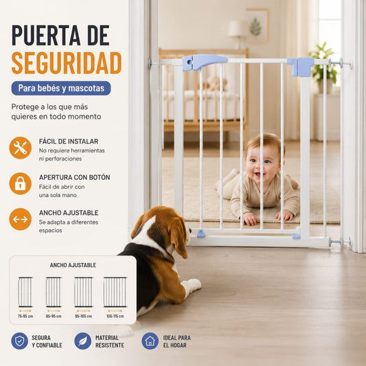 PUERTA DE SEGURIDAD PARA BEBE Y MASCOTAS 76*83CM MN001