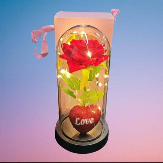 ROSA FRASCO CON LUZ LOVE