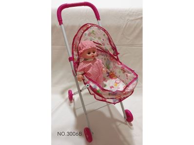 COCHE CON MUNECA 10pulg LUZ SONIDO 3006B